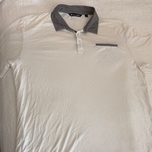 Travis Mathew XL Men's White Polo/Golf Shirt with Gray Contrast Collar -